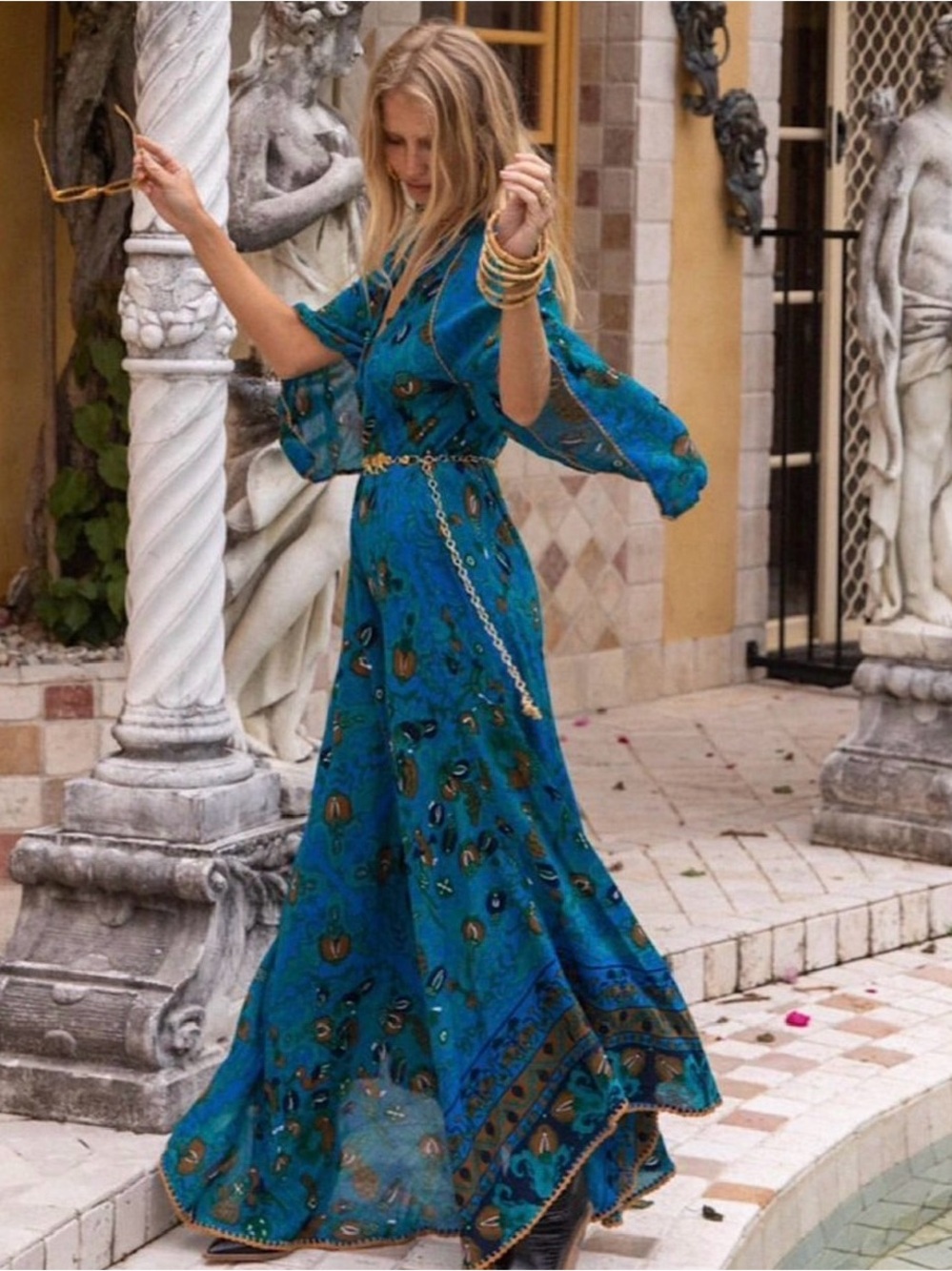 🌼 CU Floral Maxi Dress with Kimono Sleeves